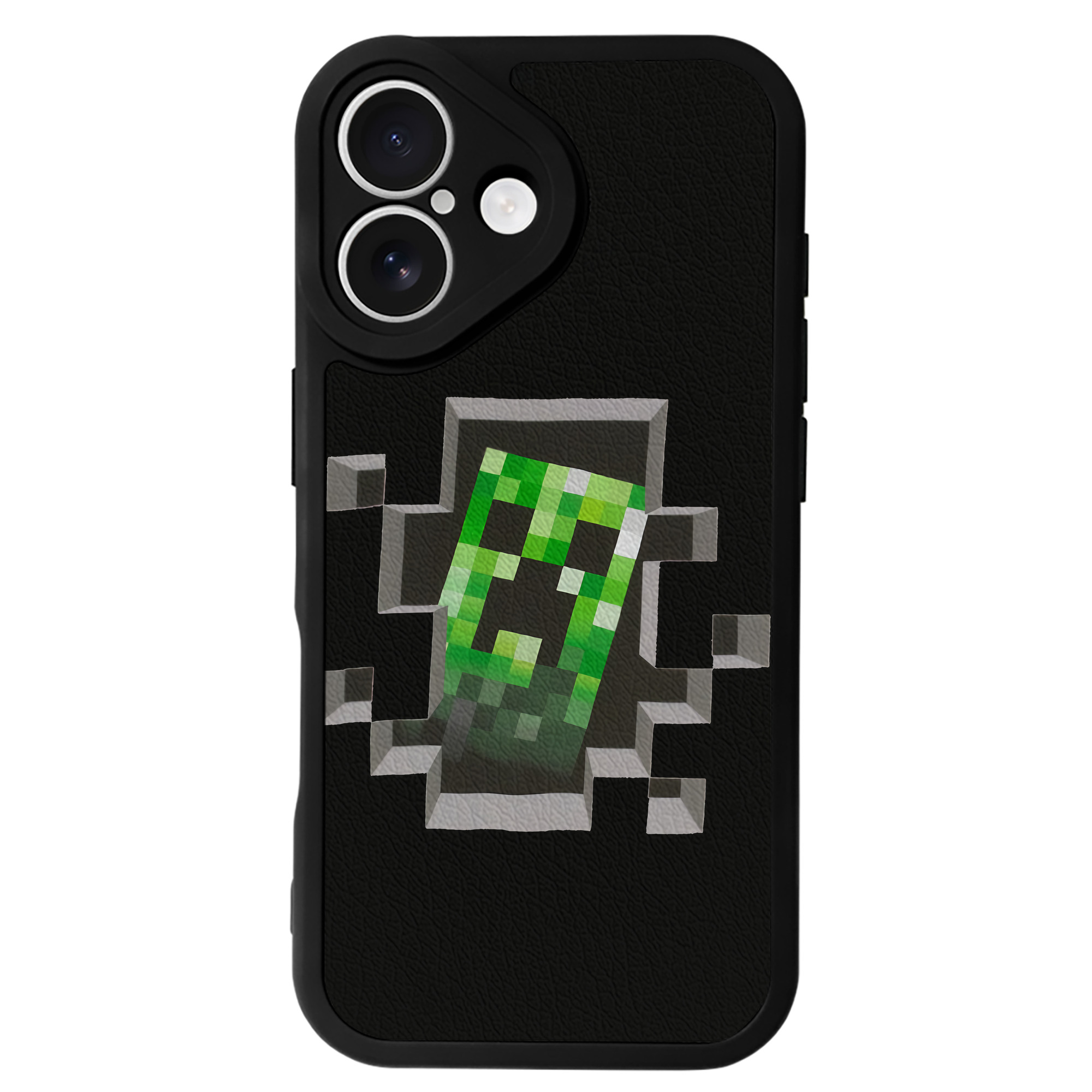 （画像用） マインクラフト ブロックの世界 Minecraft MC Block world 【iPhone 16シリーズ対応】シリコンスマホケース（レザー調） 材質：シリコン